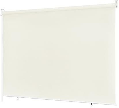 Ventanara® Außenrollo 100% Blickdicht Rollo Senkrechtmarkise Balkonrollo Sichtschutz Rollo Beschattung (180 x 230 cm, Creme)