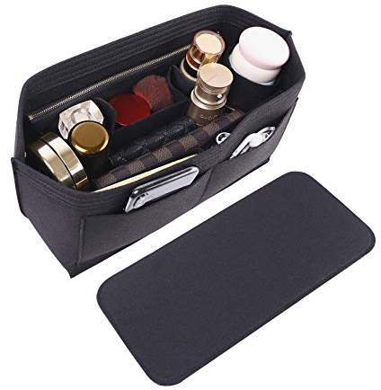 Doxo Neverfull PM Geldbörsen-Organizer-Einsatz, Filztascheneinsatz, Tragetaschen-Shaper, passend für LV Speedy 30, Neverfull PM & Base Shaper, 2-teiliges Set (Mittel-Schwarz-Kombination)
