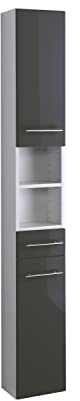 Held Möbel Bad Seitenschrank Parma in Hochglanz grau 25 cm breit