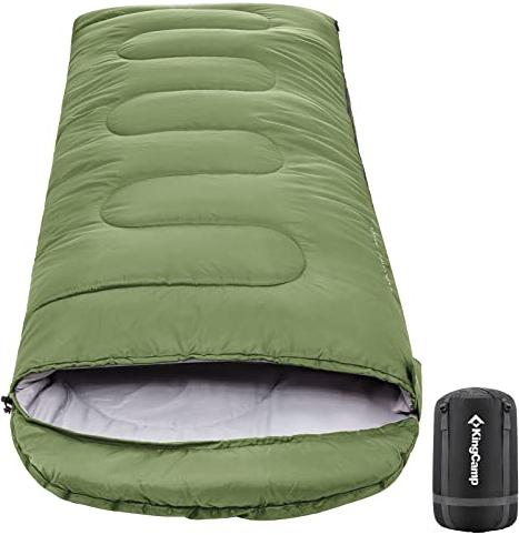 KingCamp Schlafsack Winter Outdoor Warmer Deckenschlafsack Tragbar Leicht 3-4 Jahreszeiten Camping Schlafsack für Kinder & Erwachsenen beim Camping Trekking 1.9 KG Oliv R