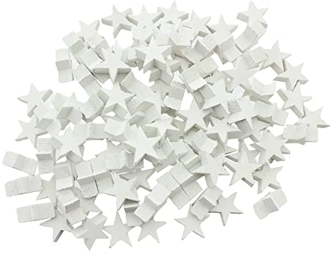 Streudeko 3D Holzsterne Sterne Streusterne aus Holz, Tischdekoration, elegante und moderne Dekoration für Weihnachten, Geburtstag, Hochzeit, Silvester (100 Stück Ø 20 mm x 8 mm, Weiß)