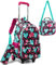 HTgroce sac a dos roulette fille maternelle cartable primaire à Avec étui à crayons et sac frigorifique.