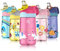 Fjbottle Botella Agua Plastico para Niños y Niñas Sin BPA Tritan Reutilizable, Sin Fugas, 450ml Botella de Agua con Pajita para Infantil, Escuela