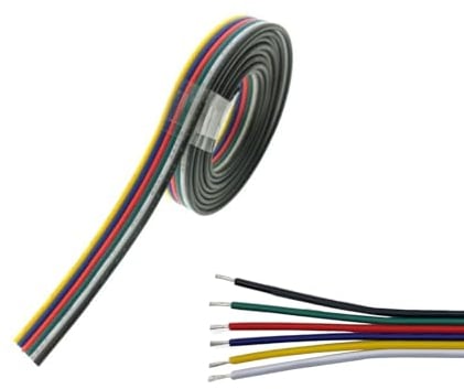 ENQIMAOYI RGBWW LED-Streifen-Verlängerungskabel, 6-polig, für 22 AWG, 6 Farben, RGB+CCT, 10 m langes Kabel