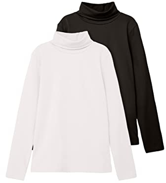 NAME IT Unisex NKNVIGGO 2P LS Slim Rollneck O NOOS Langarmshirt, White Alyssum/Pack:Black, 134/140