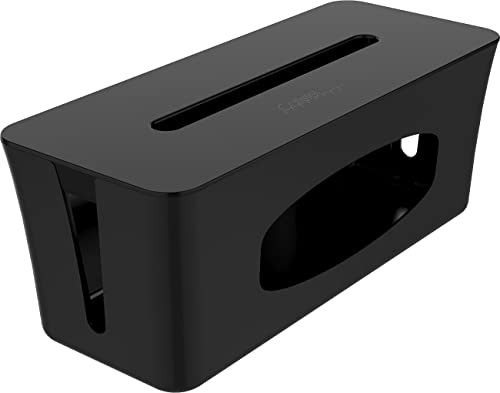 Callstel Ladestation: Kabelbox groß, 40x15,5x16,5 cm mit Ladesteckplatz im Deckel, schwarz (Wallbox, Kabelbox gegen Kabelsalat, Apple iPhone Ladekabel)