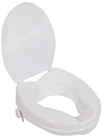 Ergonomic Raised Plastic Toilet Seat with Lid - 2 Inch Height - Easy Install - Fits Most Toilet Bowls - 190kg (30 Stone) Weight Limit