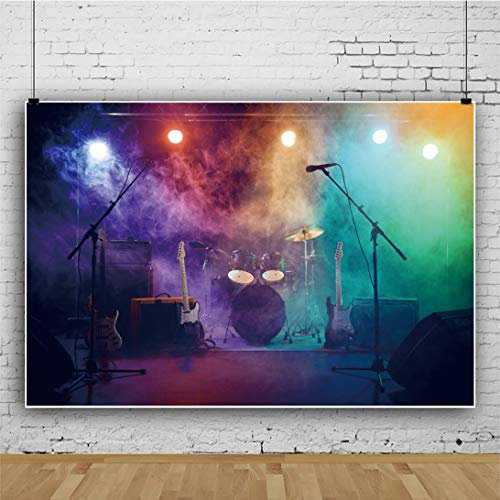 DASHAN 3,6 x 2,4 m Polyester Musik Konzert Bühne Hintergrund Musik Party Musikstudio Karneval Band Live Shows Musiker Fotografie Hintergrund Brautdusche Hochzeit Geburtstag Party YouTube Foto