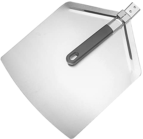 ACiyD Espátula de Metal para Pizza con Mango Largo Plegable, Pala para Pizza, Pala para Pizza, para repostería, Masa, Peso Ligero, fácil de Limpiar