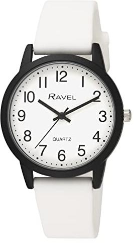Ravel - Silikon-Unisex-Armbanduhr Sommer in Schwarz (37mm Uhrengehäuse) - Analog Quarz - R1814.4 - Weiß