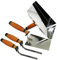 Fugblech Edelstahl 245 x 155mm Set Verfugungsblech + Fugenkelle 6mm+8mm mit Trapezkelle 180mm Korkgriff Tiroler Form CT04