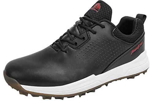 SUMECH Golf Shoes with Spiked for Mens Breathable Waterproof Non-Slip Wide Fitting Big Size,Black,13 UK