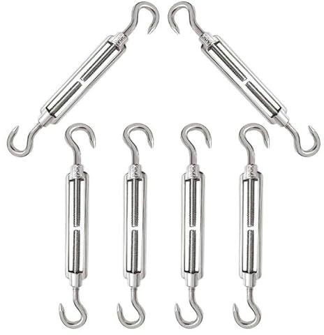 Tenditore, Tenditori in Acciaio Inossidabile, 6 Pezzi Tenditore Acciaio Inox, Tenditore Filo Regolabile, Tenditore M6 in Acciaio Inox 304, Gancio Per Cavi in acciaio, M6 Tenditore Acciaio Inox 304