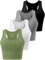 Star Vibe 4 Stücke Sport Crop Top Set Damen Basic Sporttop Tanktops Frauen Yoga Sport Top Damen Fitness Black/Dark Grey/White/Army Green L