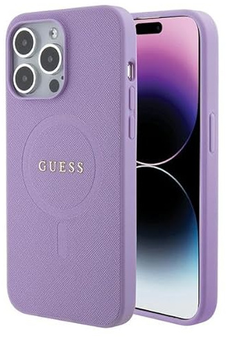 CG MOBILE Guess GUHMP15LPSAHMCU Hülle für iPhone 15 Pro 6.1 lila hardcase Saffiano