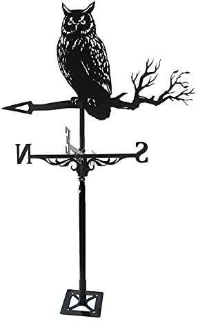 EICOFF Ornement de girouette en métal Exquis girouette de Hibou en Acier Inoxydable Durable girouette rétro Hibou créatif sur la Branche Piquet de Jardin girouette Vent pour Toit de décoration de j
