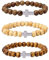 Manfnee 3Pcs Armband mit Kreuz 8mm natürlichen Holzperlen Männer Frauen Armband Phantasie Kruzifix Gebet Gelassenheit Elastisch