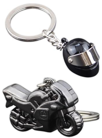 XOUDKE Porte-clés Casque de Moto personnalisé (Chromé), Porte-Clés de Voiture en Métal, Porte-Clés Créatif Pendentif, Petit Cadeau - Accessoire Moto