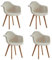 GrandCA HOME 4er Set Esszimmerstühlen mit Armlehnen, Vintage-Küchenstühlen, Sesseln, Massivholzbeinen, für Schlafzimmer, Wohnzimmer, Esszimmer und Küche (Beige) ​