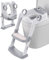 Riduttore WC Bambini con Scaletta, Riduttore con Scaletta Water Bambini, per Ragazzo e Ragazza, Regolabile e Pieghevole, Adattatore WC Bambini con Cuscino, Antiscivolo Anti-Spruzzo(Bianco, Grigio)