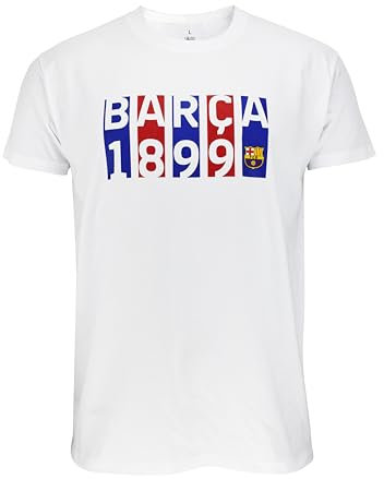 FC Barcelona - T-Shirt Offiziell Flag White Barça, Unisex, L