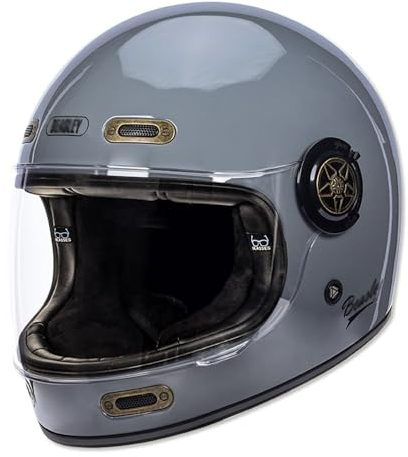 Caikbms Vintage Integral Motorradhelm, Retro Stil Fiberglas Helm Mit Visier, ECE Zertifizierung H,Large
