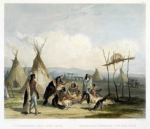 GerRit Karl Bodmer Leinwandposter ohne Rahmen, 58 x 90 cm, Beerdigungsgerüst eines Sioux-Häuptlings in der Nähe von Fort Pierre