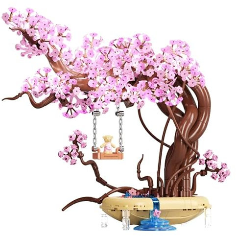 Kirschblüten-Bonsai-Baum-Bausteine-Set, 780 Klemmbausteine Sakura Baum Bausteine Bausatz, Botanical Collection Bauset für Erwachsene, Jugendliche ab 8 Jahren, Heimdekoration, Nicht kompatibel mit Lgo