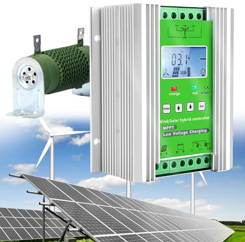 Fablestoryem 6000W-8000W Wind-Solar-Hybrid-Regler, DC12V 24V 48V Wind-Solar-Hybrid-Regler MPPT-Boost-Laderegler für Lithium-Säure-Wechselrichter, Solar und Wind,48V