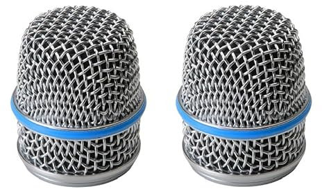 RK320 Replacement Grille for Shure Beta 56 & Beta 57A Microphone, with Insert Windscreen, Silver Color, 2 Pack