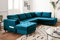 Lisa Design Anna – Wohnlandschaft Ecksofa – mit Schlaffunktion und Bettkasten – 7-Sitzer – zeitgenössischer Stil– rechts Entenblau