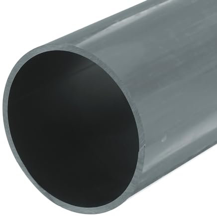 sourcing map Tube rond rigide en PVC de 14 cm (DI x DE x L) - 129,2 mm x 140 mm x 20 cm - Gris clair - Résistant aux impacts - Pour tuyaux d'eau, travaux manuels, manchon de câble