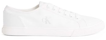 Calvin Klein Zapatillas Bajas de Lona Vulcanizada para Hombre, Blanco Triple Blanco Brillante, 42 1/3 EU