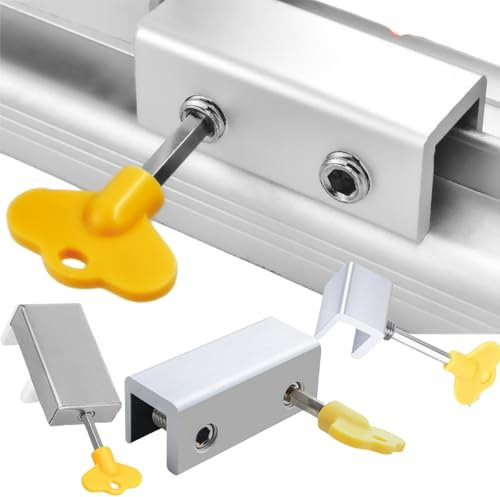 Serrure de Fenêtre Coulissante,3pcs Serrures Sécurité Cadre,Verrou Baie Coulissante,Bloque Fenetre Coulissante en Alliage d'Aluminium Avec Clé,Serrure Baie Coulissante,Pour Sécurité Pour Enfants