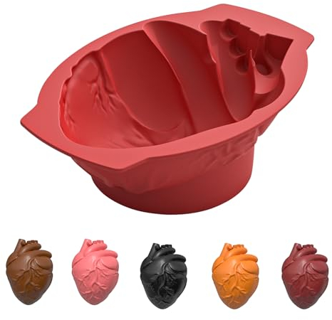 Nexoria Stampo in silicone per dolci, cervello, halloween, stampo per dolci, cervello, cuore, in silicone, per Halloween, per torte, budino, cioccolato (cuore)