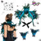 Xerteam Gothic Damen Federumhang mit Armband Maskenball Masken Spitze Augenmaske Tattoo Aufkleber Kostüm Gothic Schnürung Schal Achselzucken Kragen Federumhang für Weihnachtsfeier Halloween
