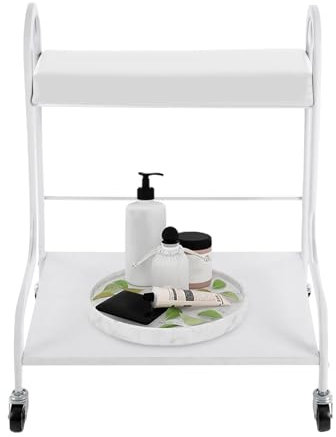 Susoso 2 Etagen Fussbadewanne, Rollwagen mit 4 Universalrädern Metall Maximale Belastbarkeit Etwa 100 kg Zubehör für Fußbäder 53x37x66 cm Weiß