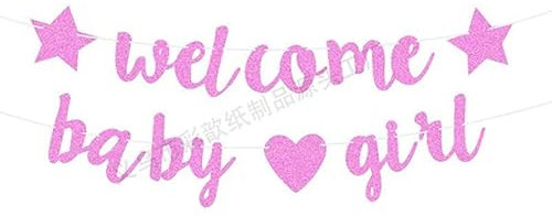 AINIUNIU Baby Shower Decorazioni Ragazze, Welcome Baby Girl Letter Banner, Rosa Baby Shower Decorazioni per Ragazza, Decorazioni per Feste Rivelate Dal Genere Foto Sfondo Parete