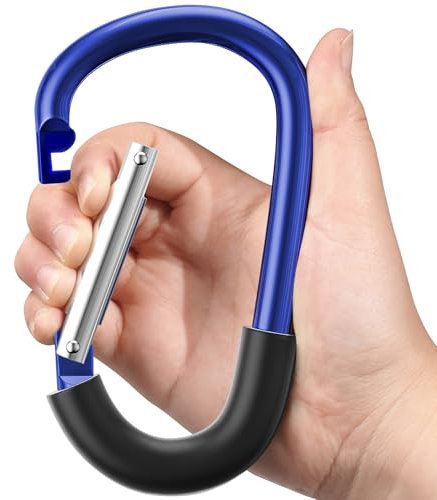 SURDOCA Ganci per passeggino, grandi ganci per passeggino per borse, clip e ganci universali per passeggino, gancio mamma per passeggino resistente, accessori per passeggino per mamma blu 1