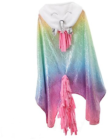 Weihnachten Event Einhorn Kapuze Flanell 1stück für Junge Mädchen Cosplay | Glitzerndes Buntes Design, Weich und Kuschelig, als Fotorequisite, für Sofa, Spielzeit und Mottofeiern