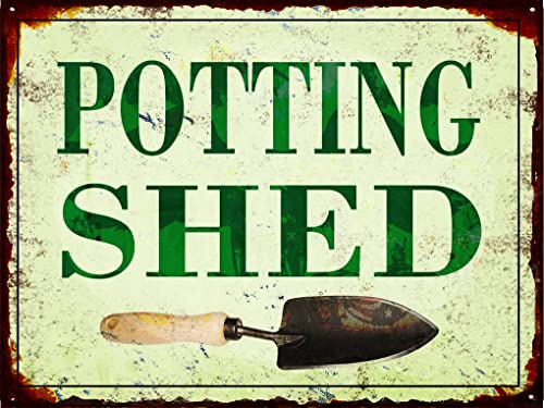Retro Metal tin Sign Potting Shed Sign Funny Home Cave Garage bar Wall Decoration Vintage Metal Sign 8 x 6 inch