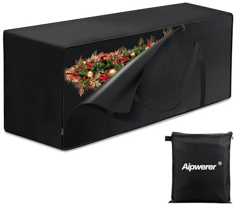 Aipwerer Custodia Porta Albero di Natale, Sacco per Albero Artificiale Impermeabile, Borsa Albero di Natale in Oxford 600D, Conservazione albero di natale con Cerniera e Manici (Nero, 200x60x75cm)