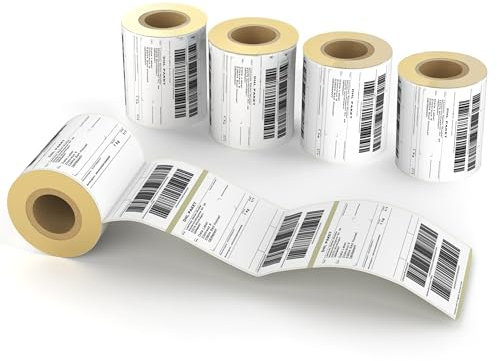 Qio Thermopapier Versandetiketten DHL, UPS und DPD, 1000 4x 6 (152x101mm) Etiketten, 4 Rolle x 250 Etiketten, Versandetiketten fur Label Printer, Selbstklebend und Wasserfest Eco-Papier