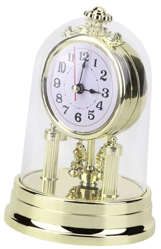 Naroote Vintage-Uhr, Kaminuhr, Antike Uhr Im Europäischen Stil, Leise Schreibtischuhr, Tischuhren für Wohnzimmer, Retro-Wecker für Schlafzimmer, Wohnzimmer, Innendekoration (GOLD)
