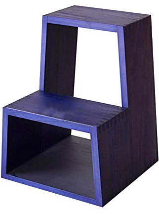 Taburete de escalera de madera maciza de 2 peldaños con banco cambiador de zapatos, capacidad de 150 kg, color morado