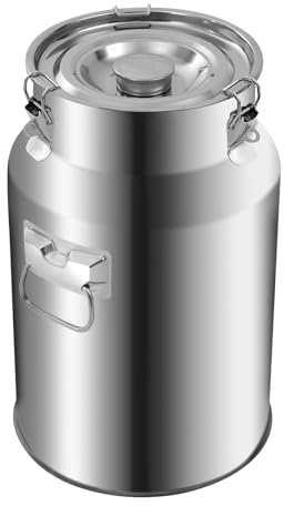 Jarra de leche de acero inoxidable de 18 litros, recipiente para almacenamiento de vino, recipiente para leche con asa para almacenamiento de arroz, leche, aceite de cocina, vino, cereales