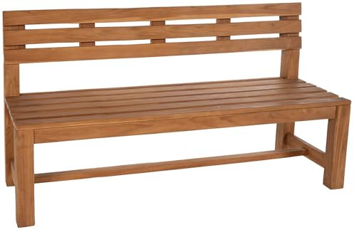 CLP Teakbank Augusta I Wetterfeste Holzbank mit Rückenlehne I Stabile Gartenbank aus massivem Teakholz, Farbe:Teak, Größe:200 cm