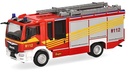 herpa Modellino camion MAN TGM CC Ziegler Z-Cab Vigili del Fuoco, miniatura scala 1:87, pezzo da collezione, Made in Germany, plastica