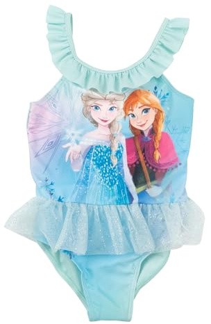 United Labels Disney Die Eiskönigin Badeanzug für Mädchen mit Rüschen, ELSA & Anna Frozen, Blau, 110-116, Schwimmanzug Kinder, Schwimmkleidung