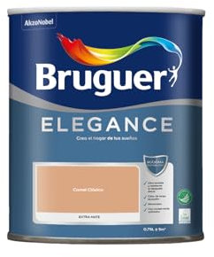 Bruguer Elegance Pintura Monocapa Extra Mate para Paredes y Techos, Interior y Exterior protegidos, Ultra Lavable, Resistente al Desgaste y Manchas, Con conservante Antimoho, Camel Clásico 750 ml